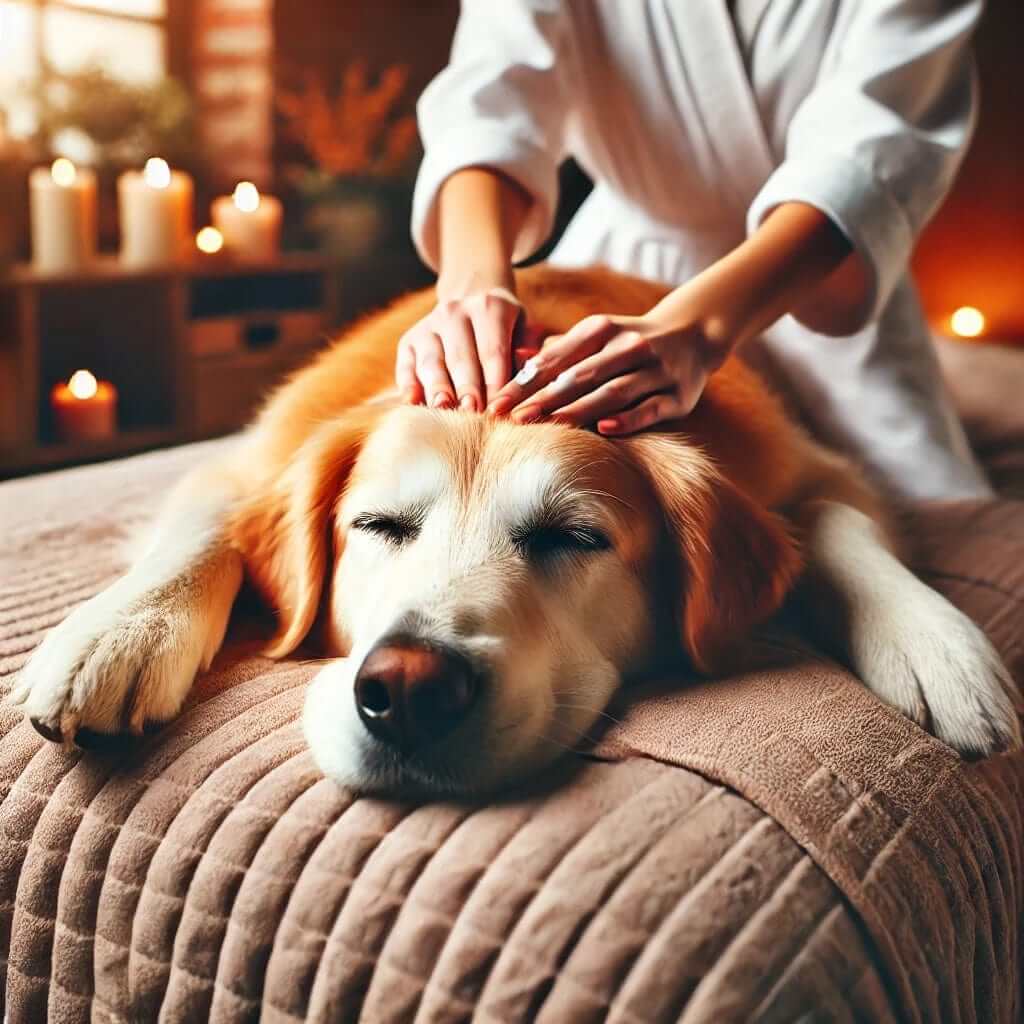 15-minute relaxing dog massage for stress relief in Wells Branch, Austin. Perfect for anxious dogs and muscle relaxation