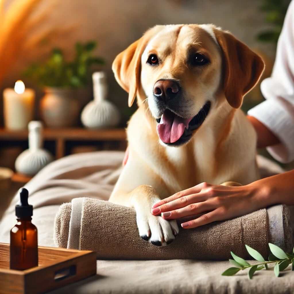 Paw hydration therapy for dogs in Wells Branch, Austin. Hydrating paw massage and soothing balm for your dog's paws.